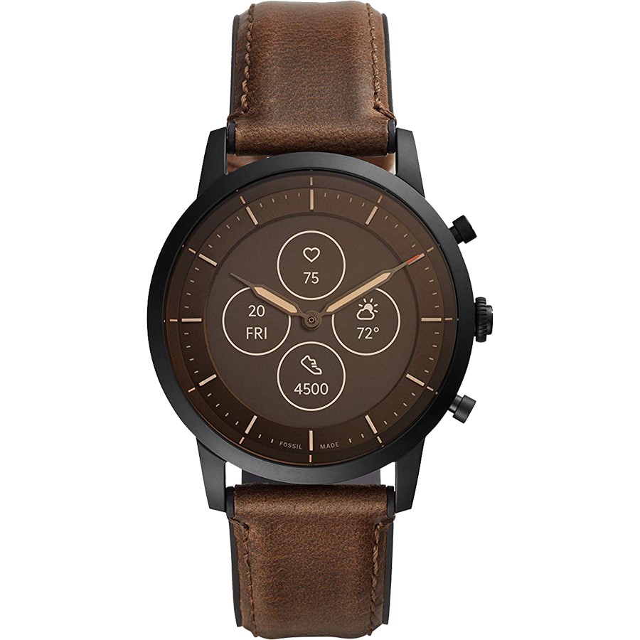 Đồng hồ Nam Fossil HR Heart Rate (Hybrid) thông minh, màn hình E-ink 42mm, dây da 22mm, chống nước (mã FTW7008, FTW7007)
