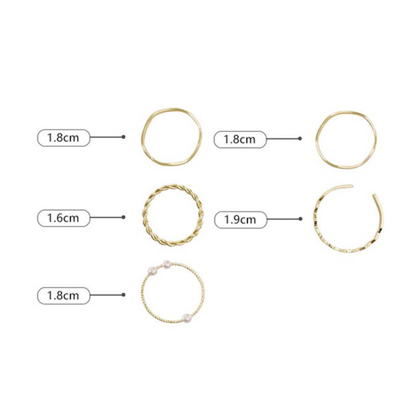 Bộ 5 Nhẫn Mạ Vàng / Bạc Phong Cách Hàn Quốc