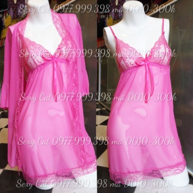 Set váy ngủ đầm ngủ kèm áo choàng sexy gợi cảm