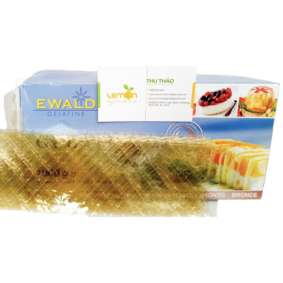 COMBO Lá Gelatine Đức Ewald 3.4g/lá làm bánh, kẹo, thạch, nấu chè, panna cotta (Date xa)