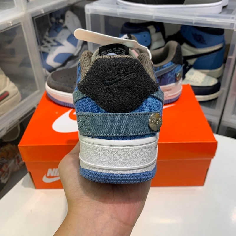 Giày Air. foce. thổ cẩm xanh blue thấp, Giầy Sneaker Nam Nữ AF1 Travis. Scott xanh mới