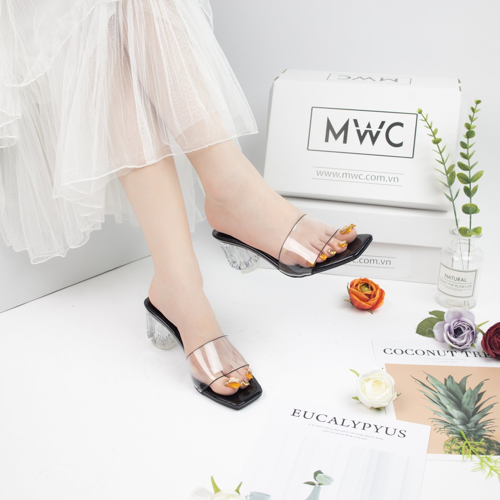 Guốc Cao Gót MWC Quai Trong Suốt Đế Thủy Tinh NUCG - 3853