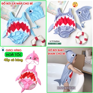 Đồ bơi hình Cá Mập - Đồ bơi baby shark cho bé 7-15kg có sẵn mũ - Đồ bơi cá mập siêu cute cho bé trai/bé gái