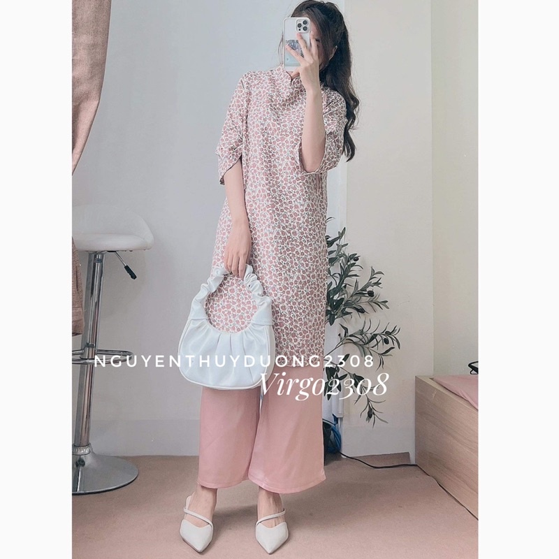 [HÀNG MỚI VỀ]SET ÁO DÀI NHUNG HOA THẮT NƠ VAI TAY LỠ SIÊU XINH/SET ÁO DÀI CÁCH TÂN “NHƯ HOA” DÁNG LỠ