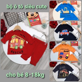 Bộ dài tay bé trai 8-18kg với nhiều hình ô tô cute ngộ nghĩnh cho bé.