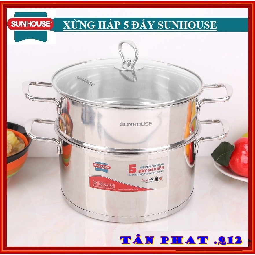 BỘ NỒI XỬNG HẤP 5 ĐÁY SUNHOUSE 24CM SSP25124