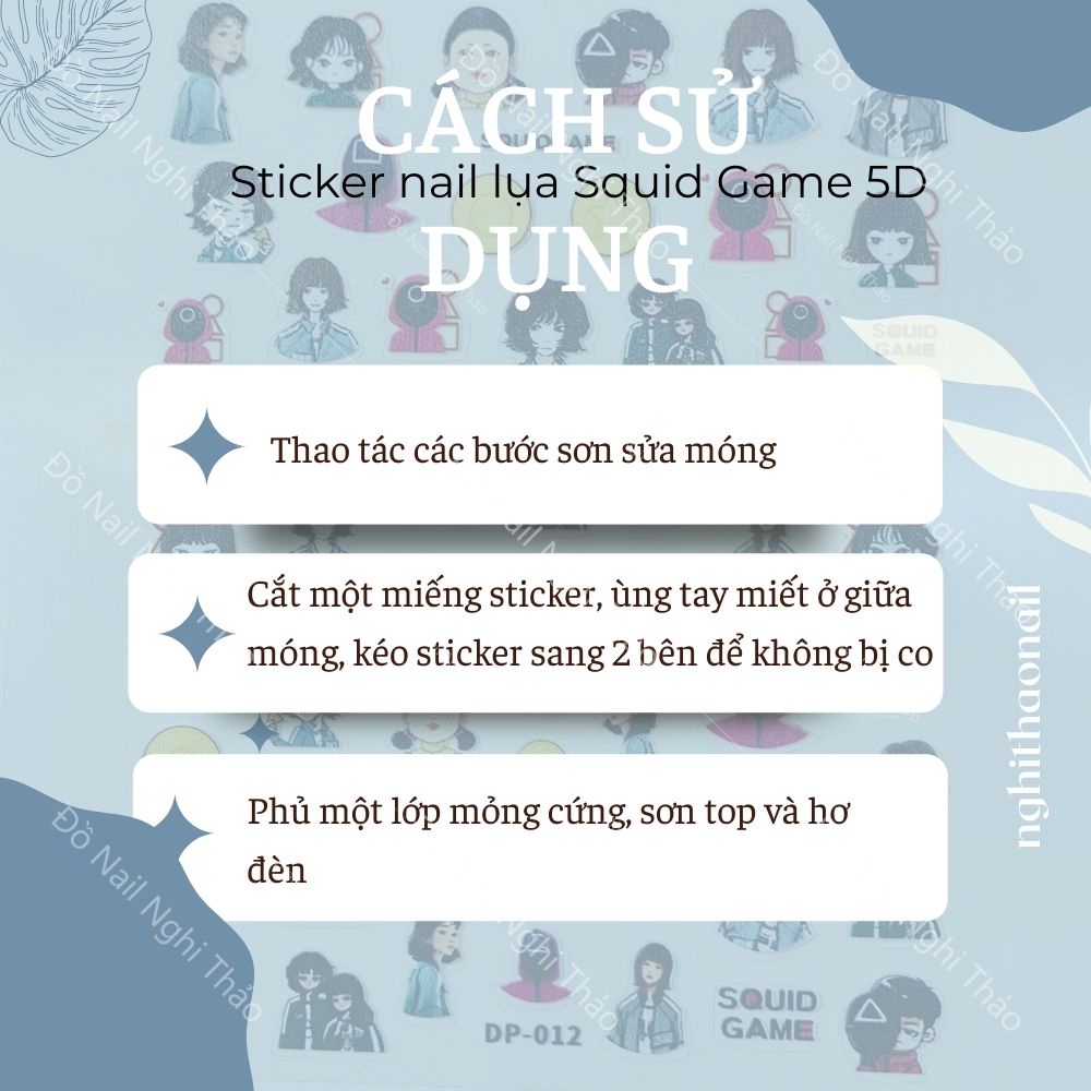 Sticker nail lụa Squid Game 5D