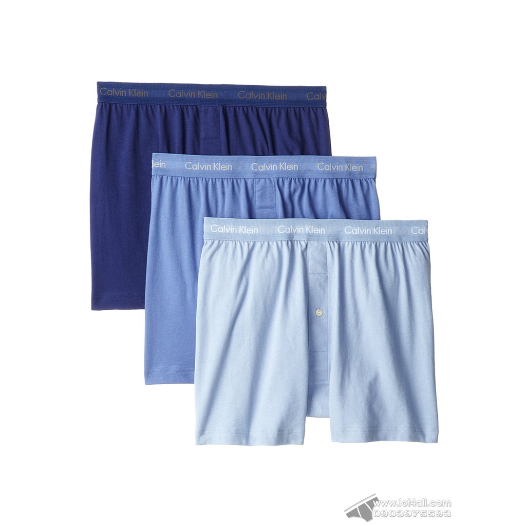 Quần boxer nam Calvin Klein NU3040 Cotton Classic Knit Boxer 3-pack Blue Assorted