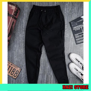 Quần jogger nam chất liệu kaki, ống bó năng động màu đen