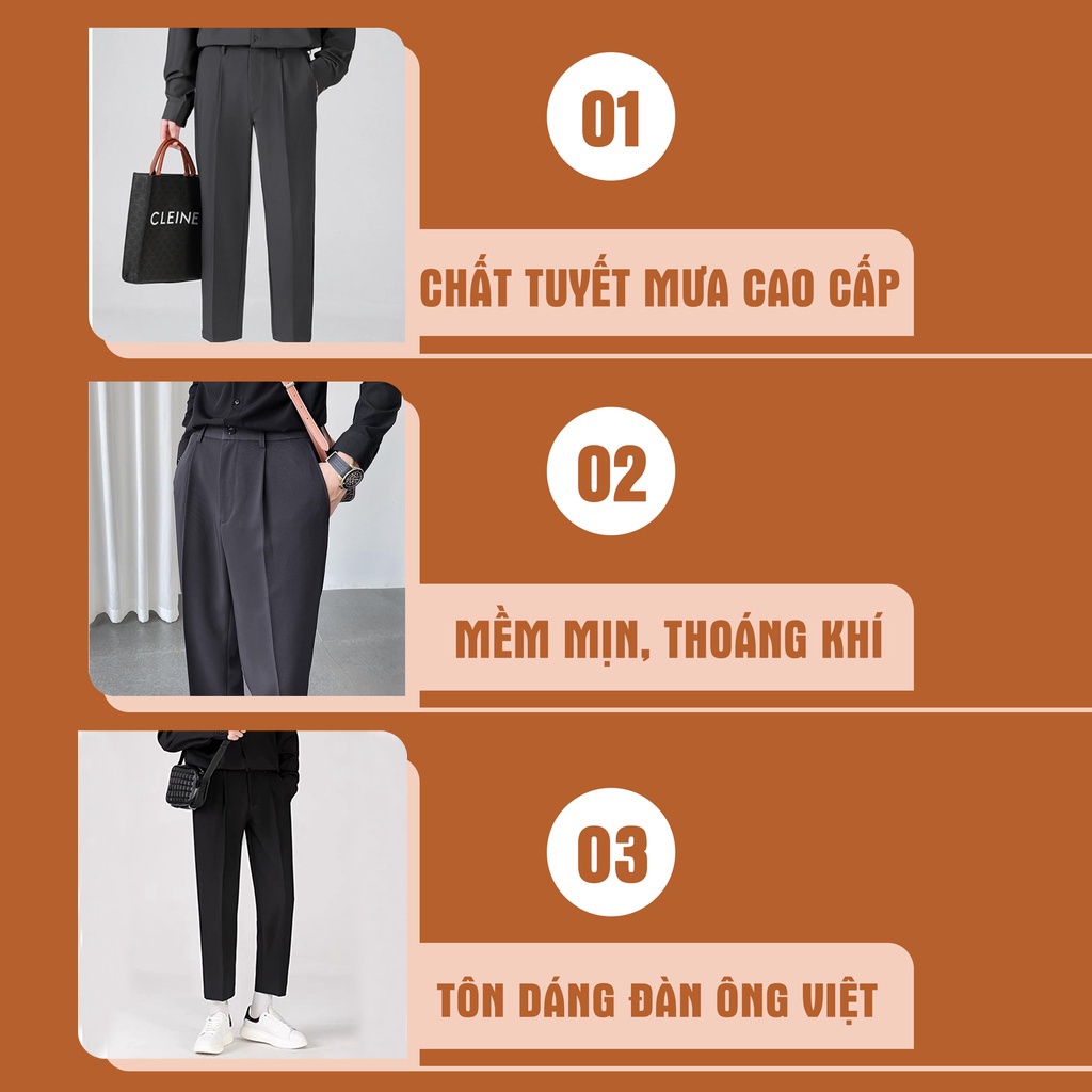 Quần tây ống suông cạp chun cho nam nữ lưng thun phía sau chất vải tuyết mưa co giãn thoáng mát SHOPDONAM1993 Q15