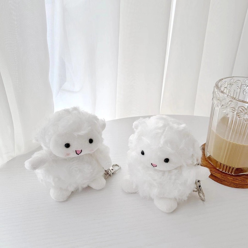 Vỏ bảo vệ hộp sạc tai nghe thích hợp cho Airpods 1/ 2 hình chú cừu nhồi bông dễ thương