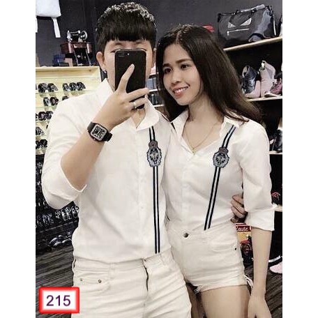 Áo Sơ Mi Nam Nữ Dài Tay Thêu Hình Con Ong Đai Dọc 215 Hàn Quốc Cực Đẹp - Hazo