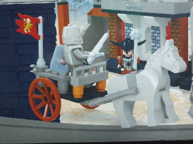 Lego ausini 27607 knights lâu đài trung cổ xe ngựa kéo chiến đấu vương quốc bóng tối lắp ráp ghép hình thông minh