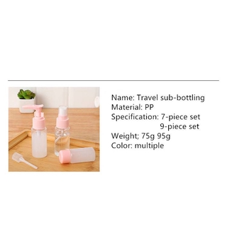 Portable travel cosmetics bottling set