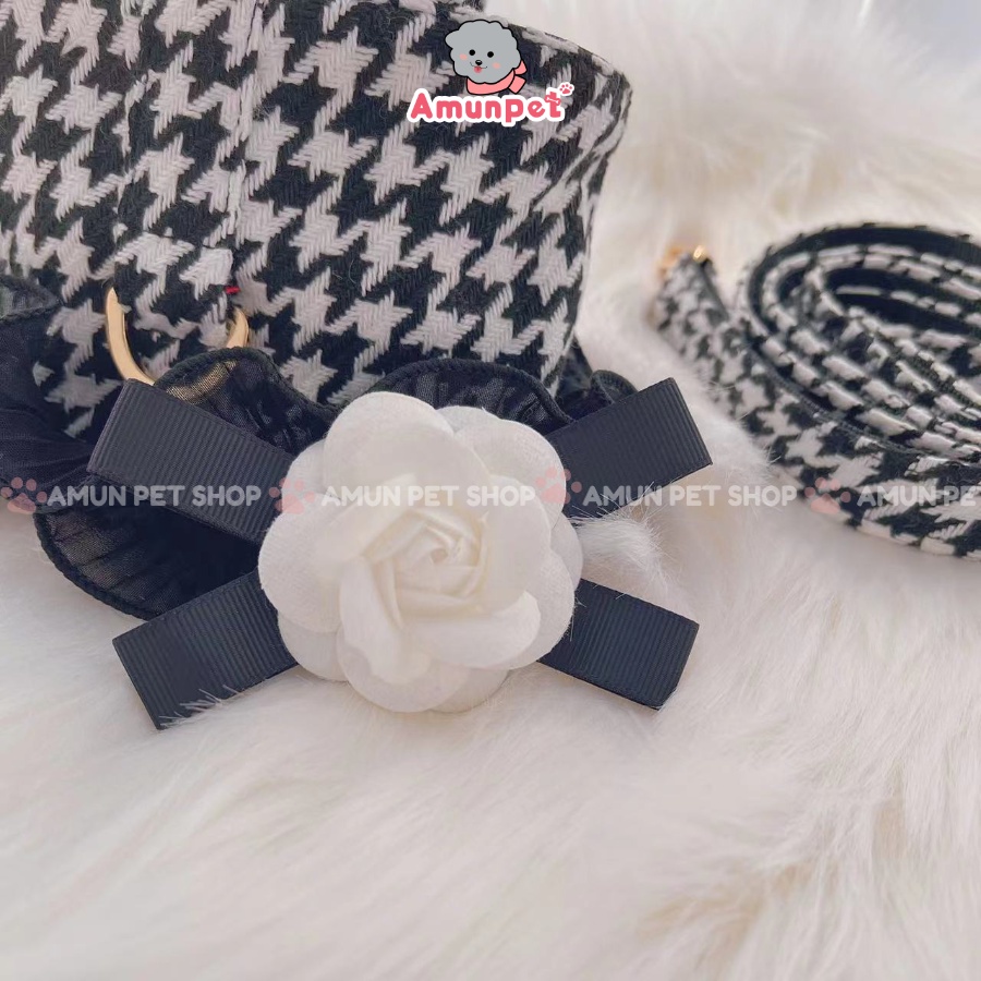 Dây Dắt Chó Mèo Đi Dạo Sành Điệu Cao Cấp Cực Sang Chảnh Mẫu Dây Dắt Thú Cưng Dạng Yếm Amun Pet