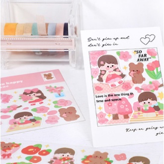 Bộ 2 tấm sticker cô gái dễ thương hình dán PET chống nước | BSB299