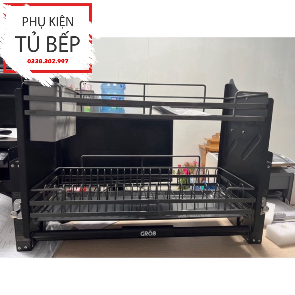 Giá bát đĩa nâng hạ màu xám Titan 2023 Sơn NANO 2k cao cấp bảo hành han gỉ 10 năm hàng nhập khẩu Grob