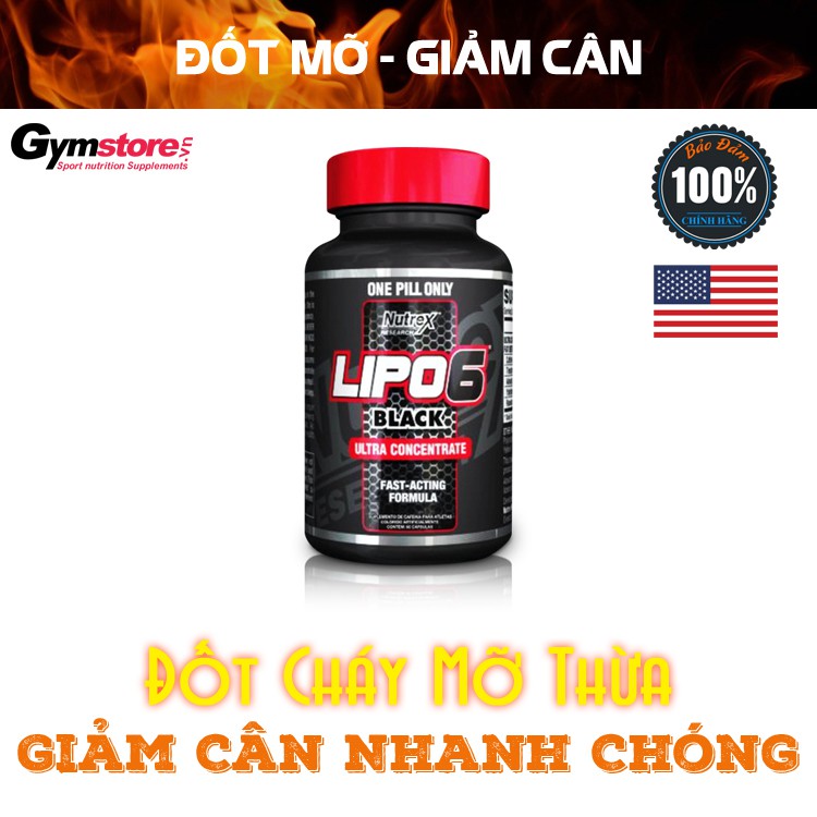 Viên giảm mỡ Nutrex Lipo 6 Black Ultra Concentrate (60v) nhập khẩu Mỹ - Gymstore giảm cân nhanh, đốt mỡ siêu mạnh
