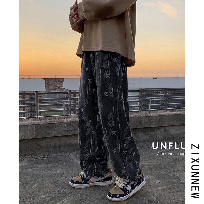 Quần Jean Dài Dáng Rộng Ống Suông In Họa Tiết Phong Cách Hiphop Mỹ Hàn Cá Tính Cho Bạn Nam | BigBuy360 - bigbuy360.vn