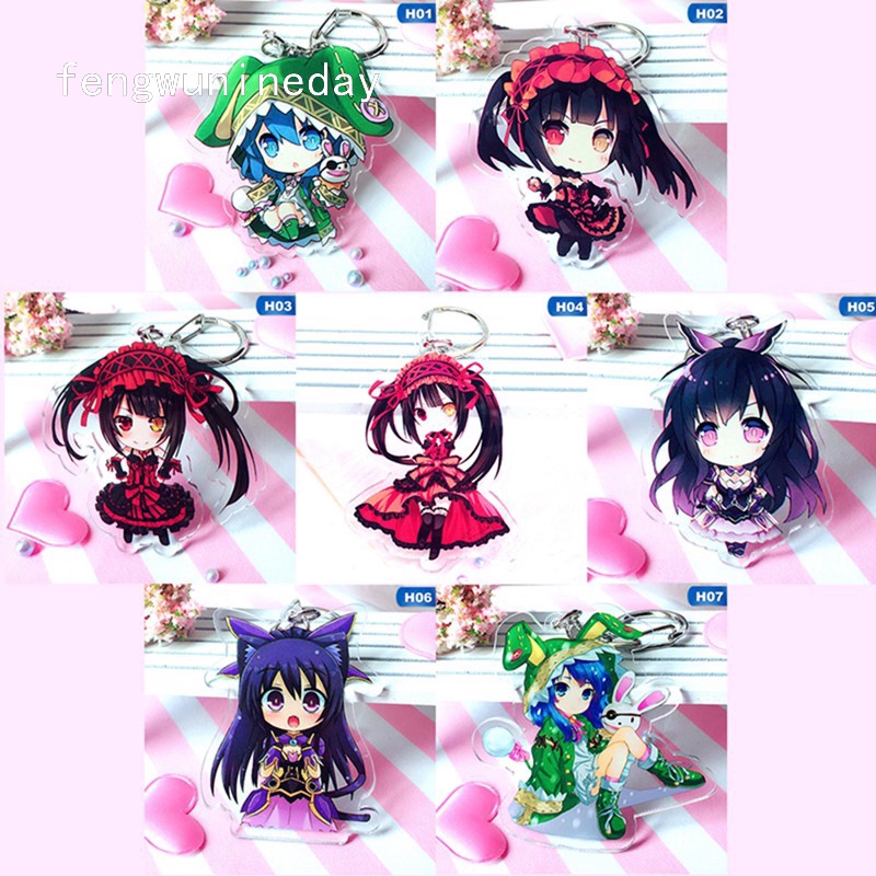 Fengwunineday a live Móc Khóa Mặt acrylic In Họa Tiết anime yatogami tohka Dễ Thương Vui Nhộn