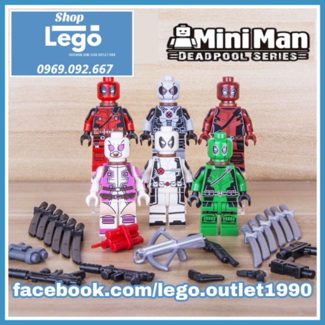 Bộ sưu tập gia đình Deadpool (6 mẫu) Lego Minifigures Decool 0256 0261