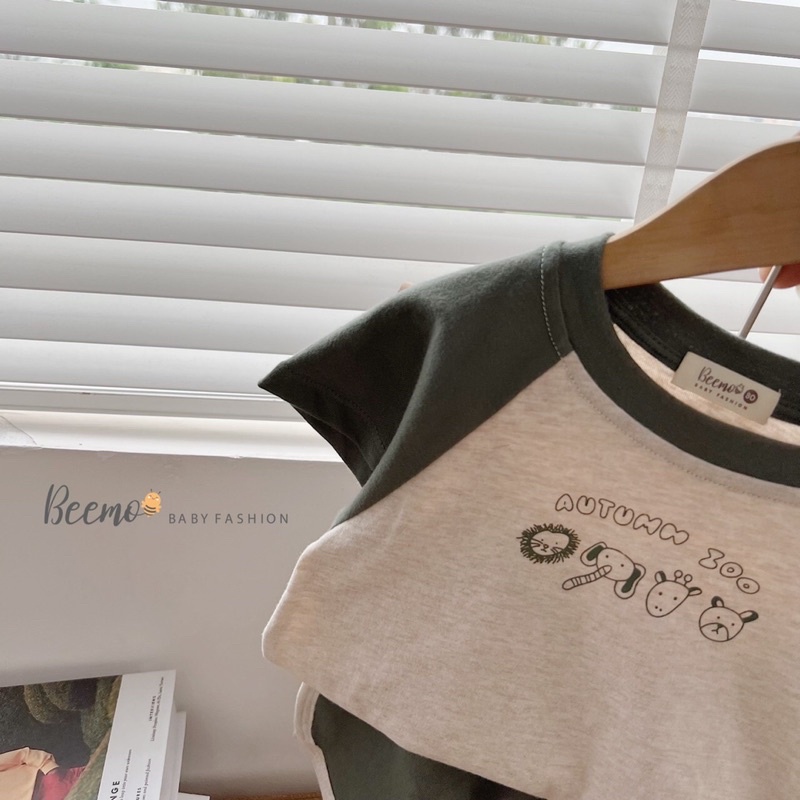 _Bộ cotton in hình thú dễ thương cho bé trai/gái 9 đến 23kg