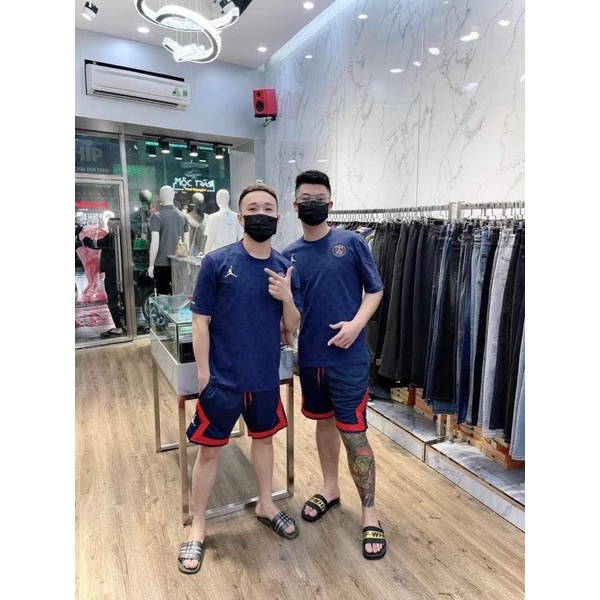 Set bộ thể thao Paris in logo ngực 1294, bộ thể thao hè nam chấ mát