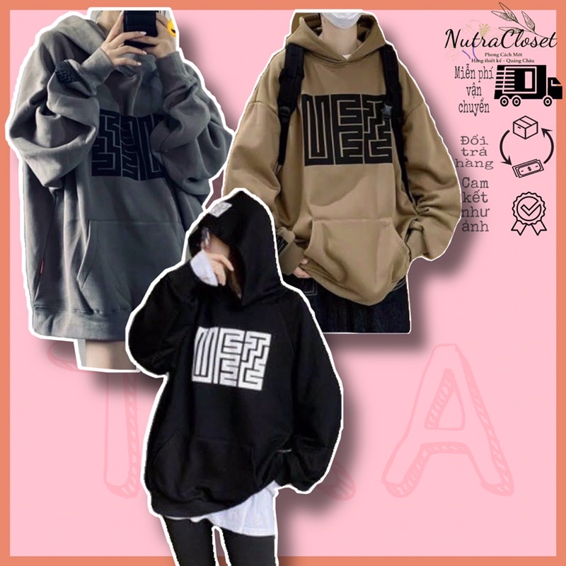 Áo khoác chui đầu hoodie nỉ ngoại có nón unisex ulzzang nam nữ