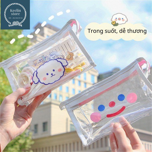 Túi đựng bút viết to bóp viết đa năng trong suốt Keelin Store (bán lỗ xin 5*) nhựa PVC cute dễ thương kt 12*8*19cm