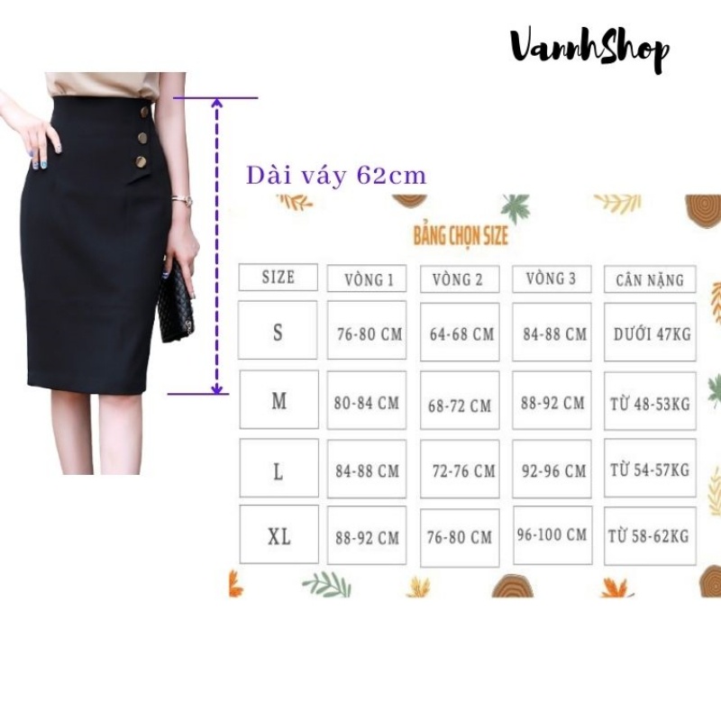 Chân váy bút chì công sở lưng cao, phối nút phong cách trẻ trung, thanh lịch LC19
