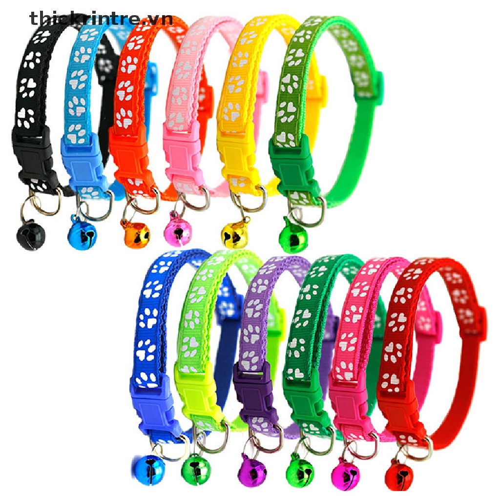 Vòng Cổ Gắn Chuông Hình Dấu Chân Dễ Thương Cho Thú Cưng