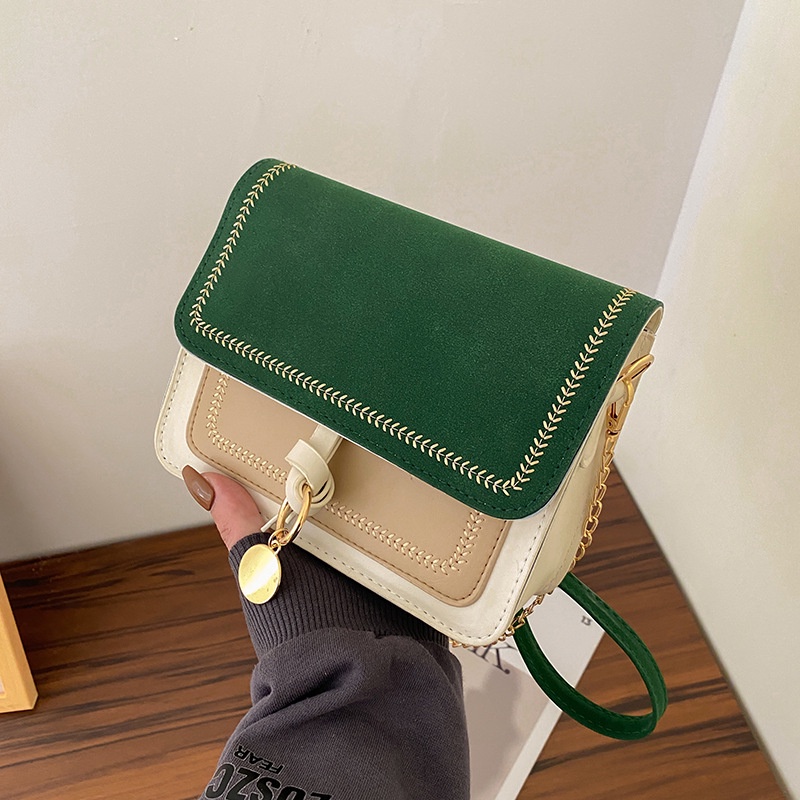 Túi đeo chéo màu sắc tương phản phong cách Hàn Quốc đơn giản