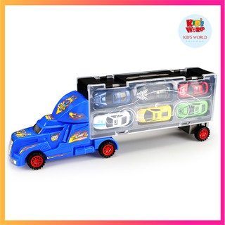 Đồ chơi mô hình container truck chở 6 xe oto - kidworld