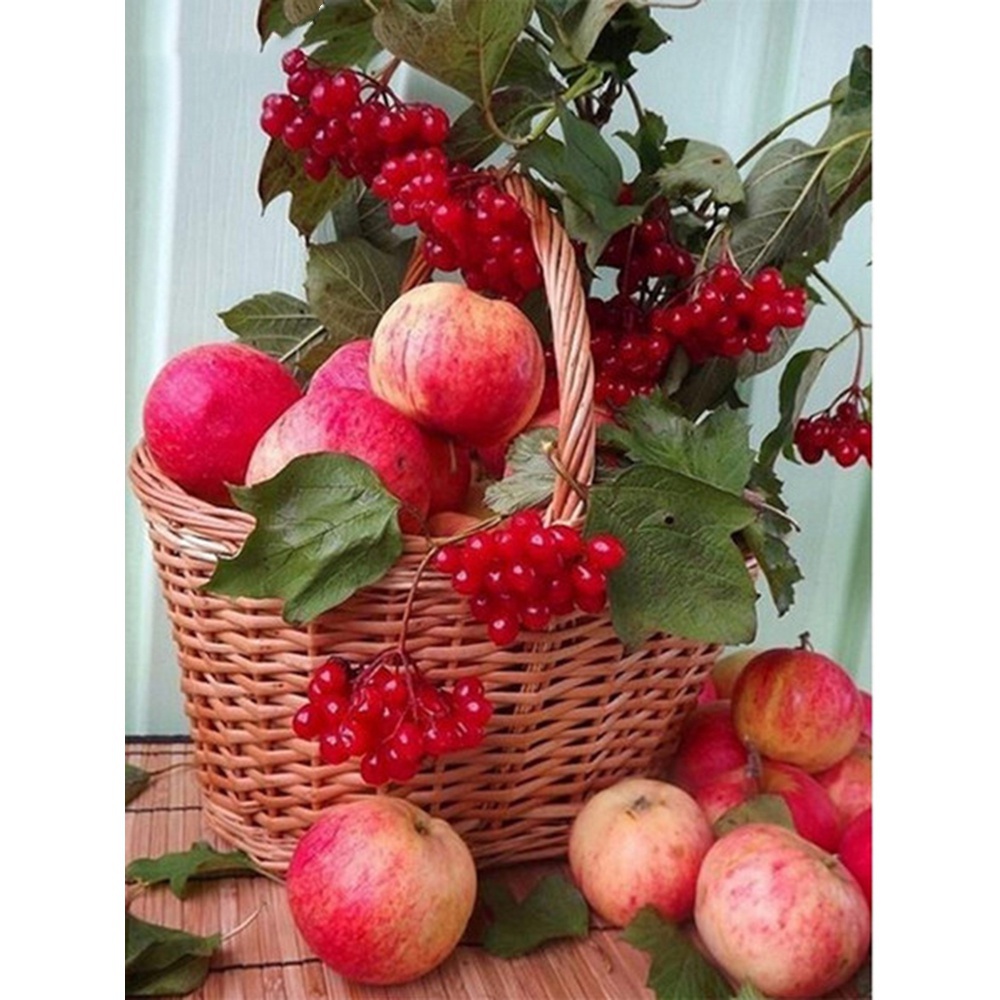 Bộ Tranh Đính Đá 5D Toàn Diện Họa Tiết Quả Táo / Hình Tròn Độc Đáo DIY Dùng Trang Trí Nhà Cửa