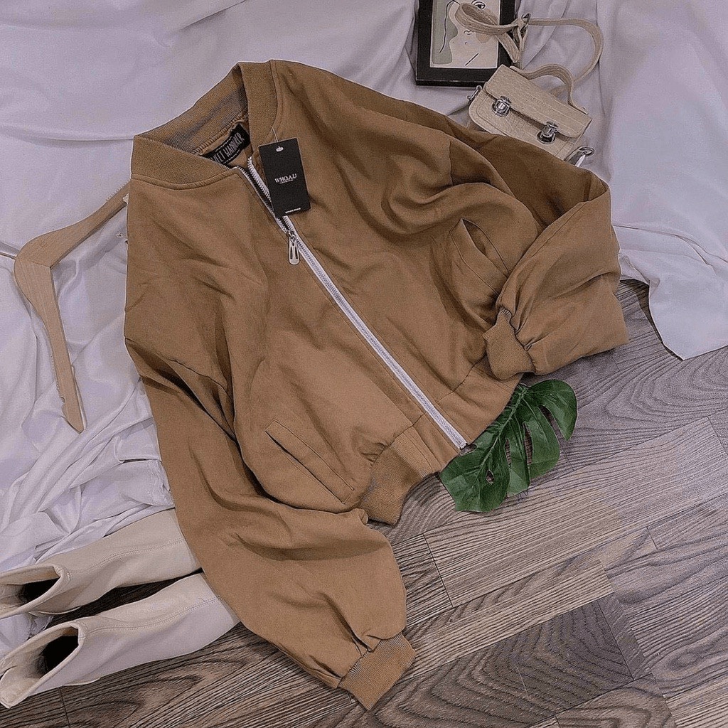 Áo Khoác Ngoài Nữ Bomber Croptop Trơn Tay Bo Thun Chất Da Lộn Dây Khóa Kéo Form Rộng Che Nắng Tốt [NEW UNISEX]