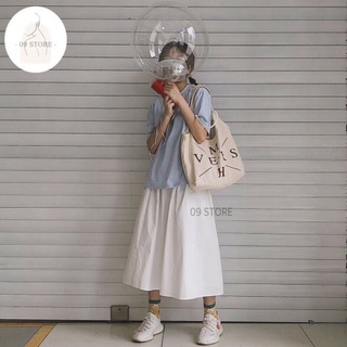 Chân váy dài trắng ulzzang, chân váy dài vintage phong cách Hàn Quốc
