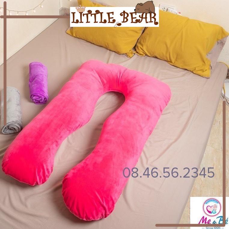Gối ôm bà bầu hình chữ U vải nhung cao cấp - Little Bear