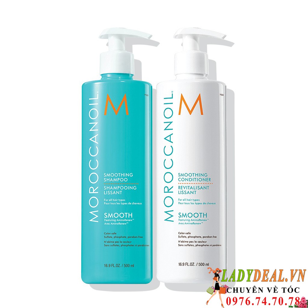 DẦU GỘI XẢ SUÔN MƯỢT MOROCCANOIL SMOOTH 500MLx2