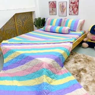 bộ drap thun hàn quốc mẫu cầu vồng (4-5 món)