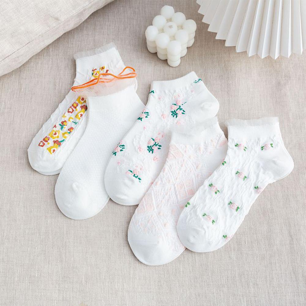 CLEOES Vớ Thuyền Phối Ren Hoa Thoáng Khí Phong Cách Lolita