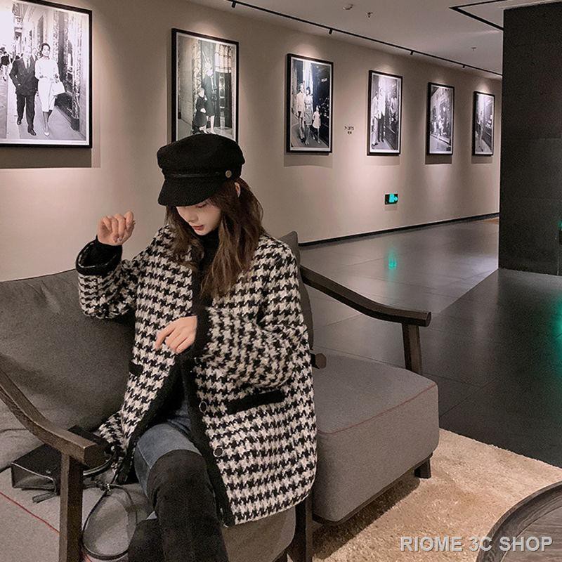 Áo Khoác Len Kẻ Sọc Caro Trắng Đen Thời Trang Cho Nữ | BigBuy360 - bigbuy360.vn