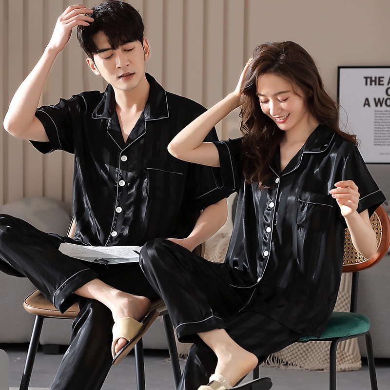 Đồ Ngủ Satin Lụa Cao Cấp  Đồ Đôi Lụa Gấm Mặc Nhà Nam Nữ  IVY600