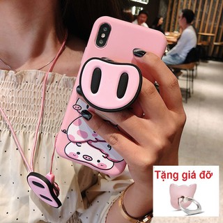Ốp lưng iphone 7 8 7plus 8plus x xs heo hồng 3d cute