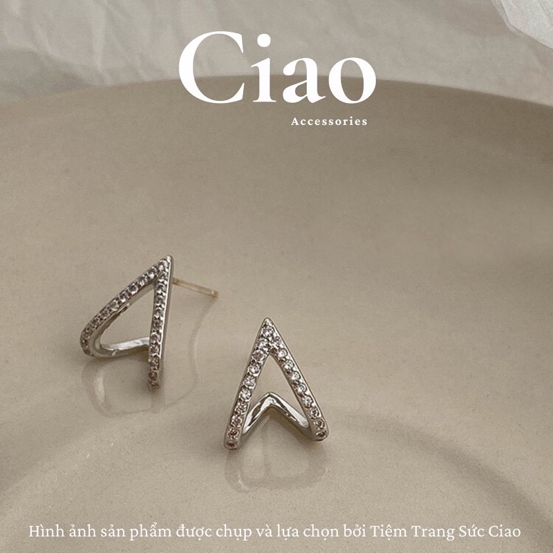 [HOẢ TỐC 1H] Khuyên tai/ Bông tai mạ bạc S925 thiết kế hình tim ngược Orla Ciao