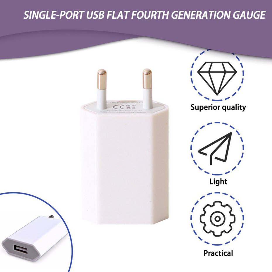 Củ sạc điện thoại di động một cổng USB 5V 500mA 12-04 chất lượng cao