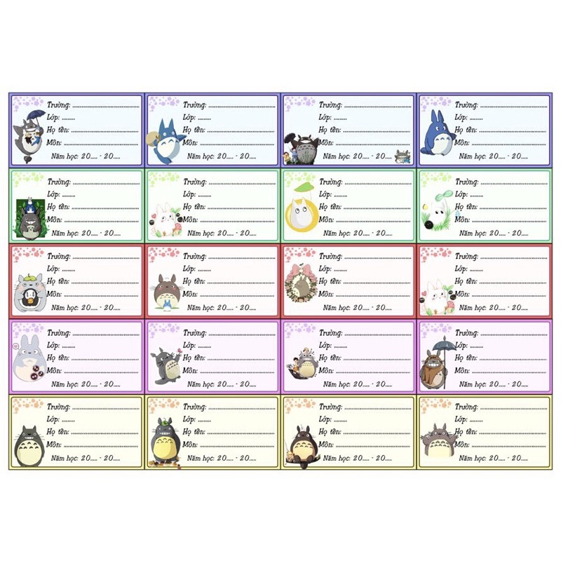 Nhãn vở totoro 20 nhãn decal bóc dán / nhãn dán anime totoro