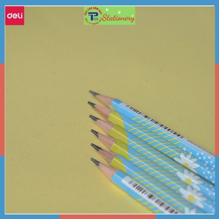 Bút chì 2B Deli - Viết chì hình hoạt hình Miyou - Màu xanh/ hồng- 12 chiếc/ hộp - C012