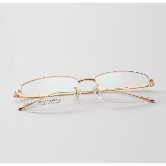 GỌNG KÍNH TITANIUM nhật bản cao cấp màu GOLD sang trọng tặng hộp và khăn nửa viền cực đẹp