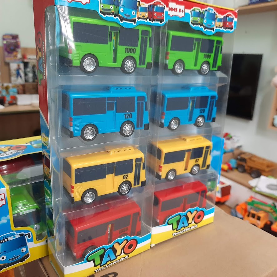 Bộ 4 Xe ô tô buýt Tayo The little Bus bằng nhựa cao cấp đồ chơi trẻ em