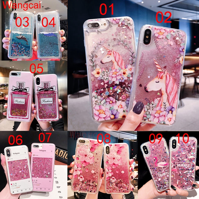 OPPO Realme 6 5 Pro A92s A8 A31 2020 Case Quicksand Liquid Unicorn Flamingo Glitter Bling Cute Cartoon Clear Case Cover